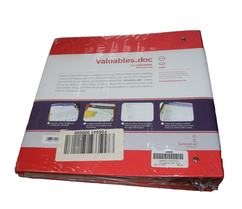 Valuables .doc Buttoned Up Kit Binder New Sealed Organizing