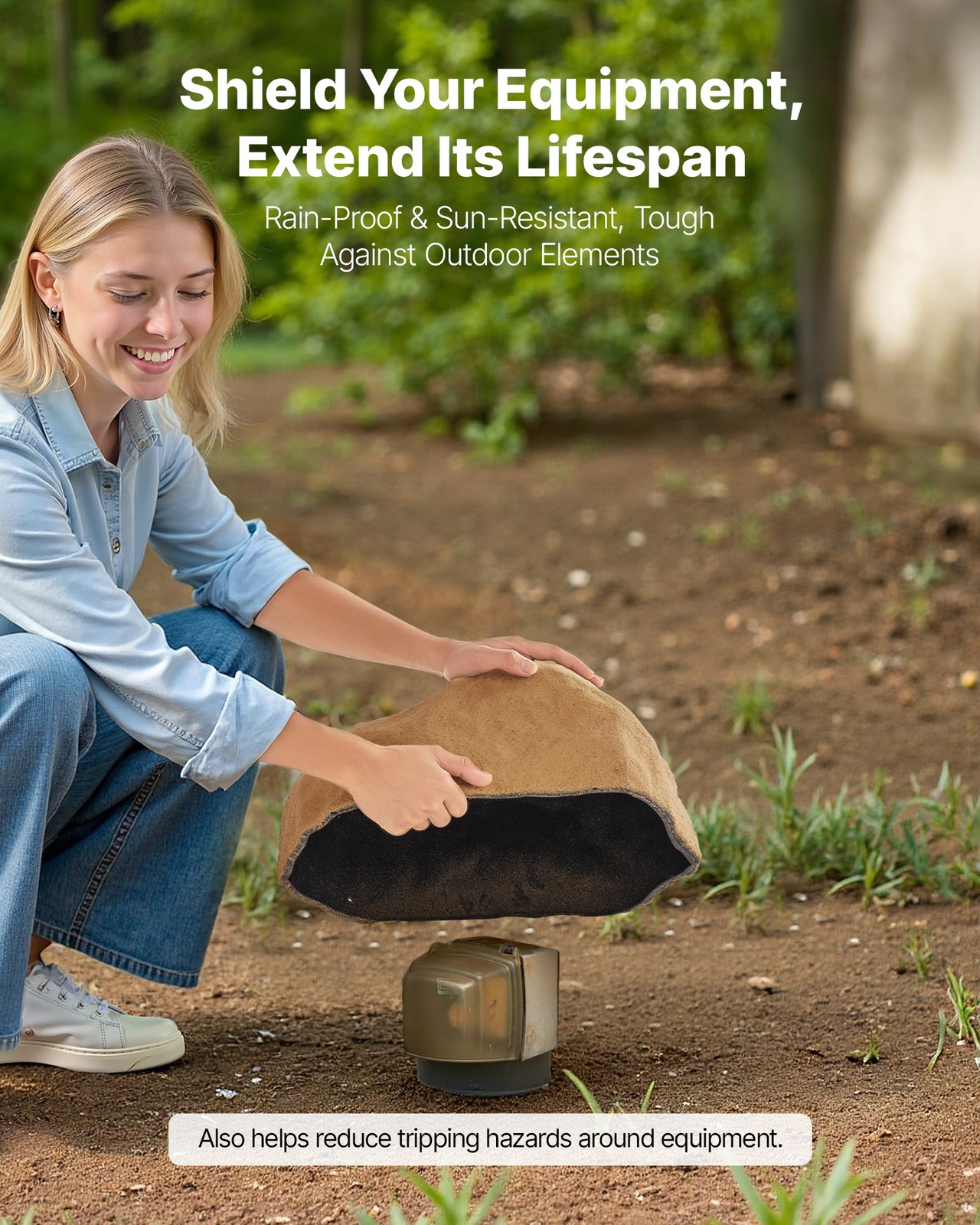 VEVOR Faux Landscape Rock Well Pump Cover Realistic Lightweight Sand Yellow S