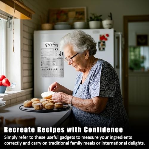 Kitchen Conversion Chart Magnet for Refrigerator,Baking Magnetic Aluminum