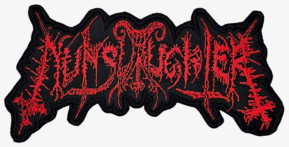 NUNSLAUGHTER LOGO RED (shaped border) EMBROIDERED PATCH