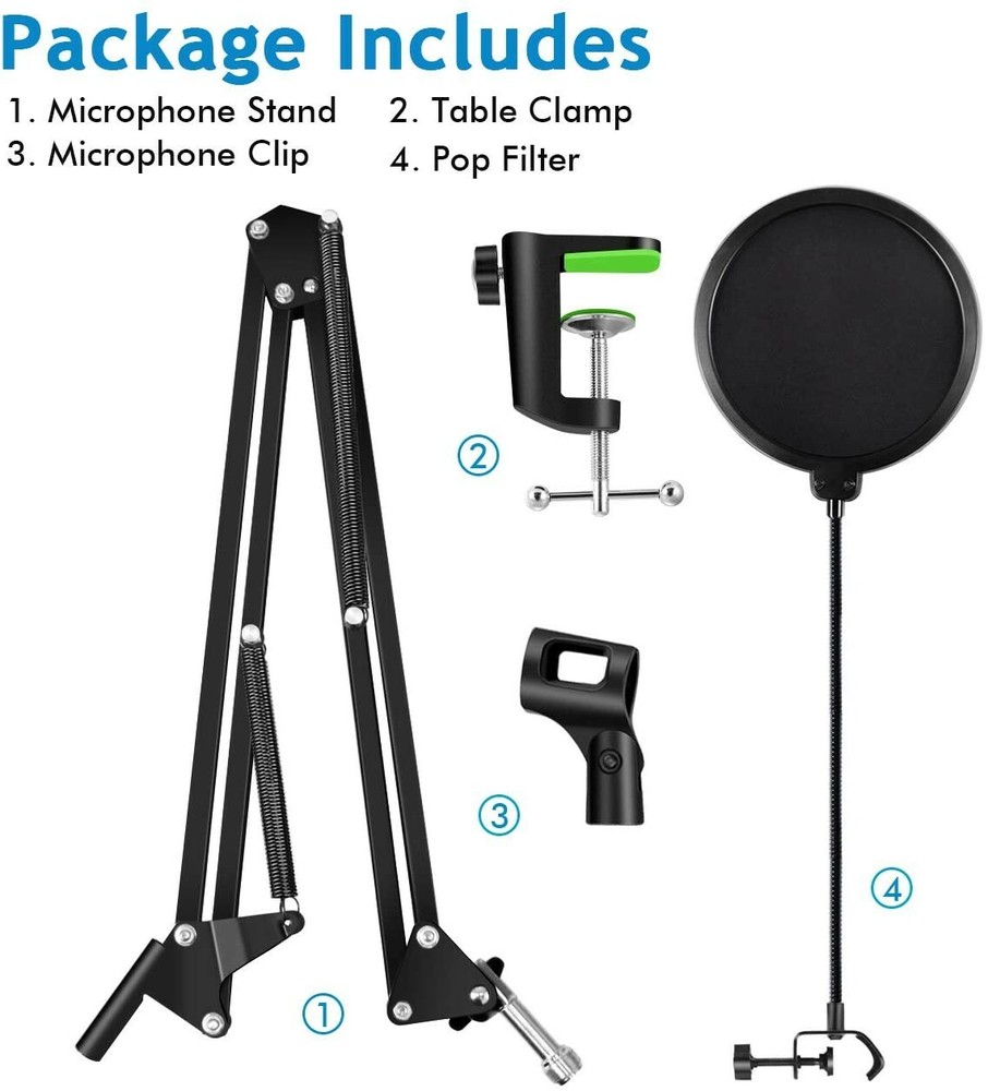 Neuma Recording Studio Accessory Set Professional Microphone Stand & Pop Filter
