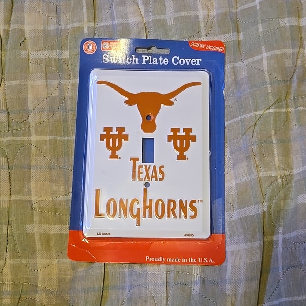 TEXAS LONGHORNS Single Metal Light Switch Plate With Screws (Oversized)