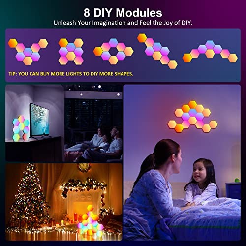 8 Pack Hexagon Wall Light RGB Panel - Smart APP RGB Hexagonal Multicolor