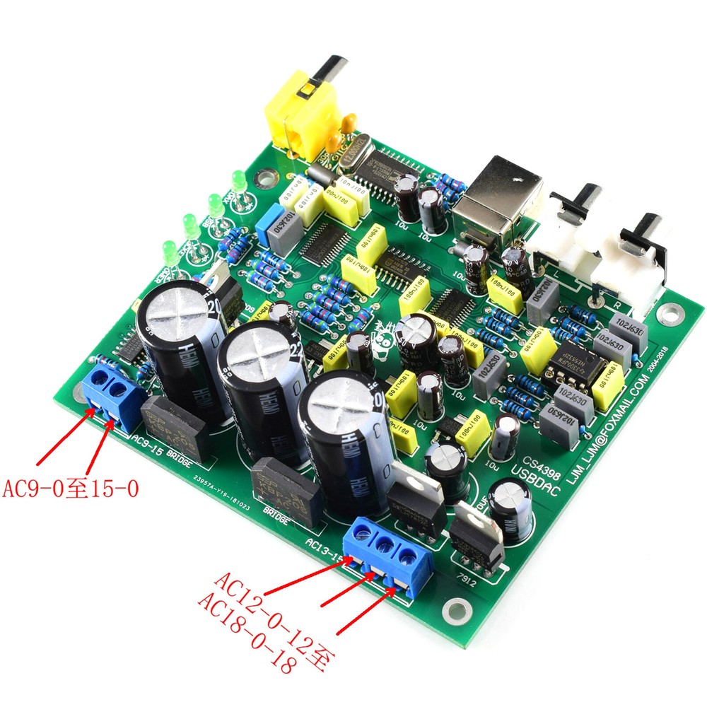 CS4398 CS8416IC DAC Digital Receiving Decoder Finished Board w/USB Coaxial 24/19
