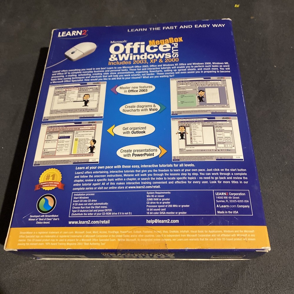 NOS Learn2 Microsoft Office & Windows Plus MegaBox Includes 2003, XP, & 2000