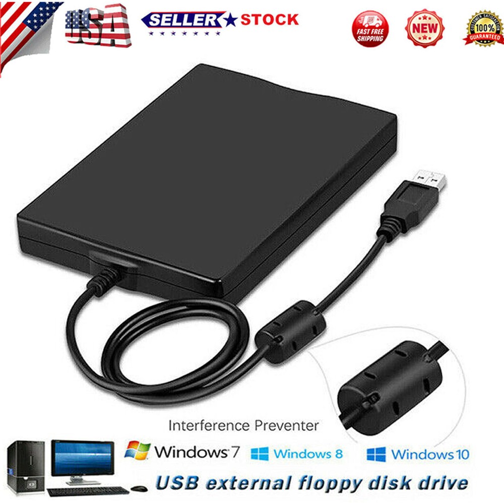 3.5” USB 2.0 Data External Floppy Disk Drive 1.44MB For Laptop PC Win 7/8/10/11