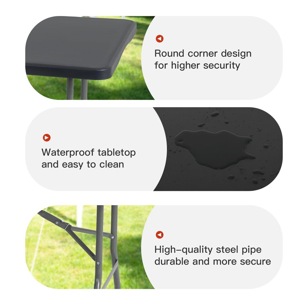 PayLessHere | 6FT Folding Table | Black | Portable Plastic 6 FT,