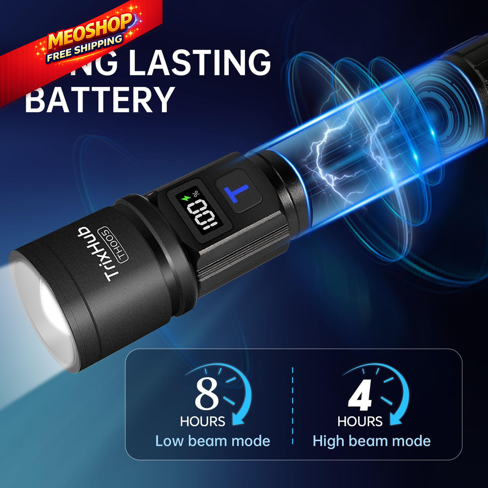 TrixHub Rechargeable Flashlights 2 Pack, Super Bright High 2Pack, Black