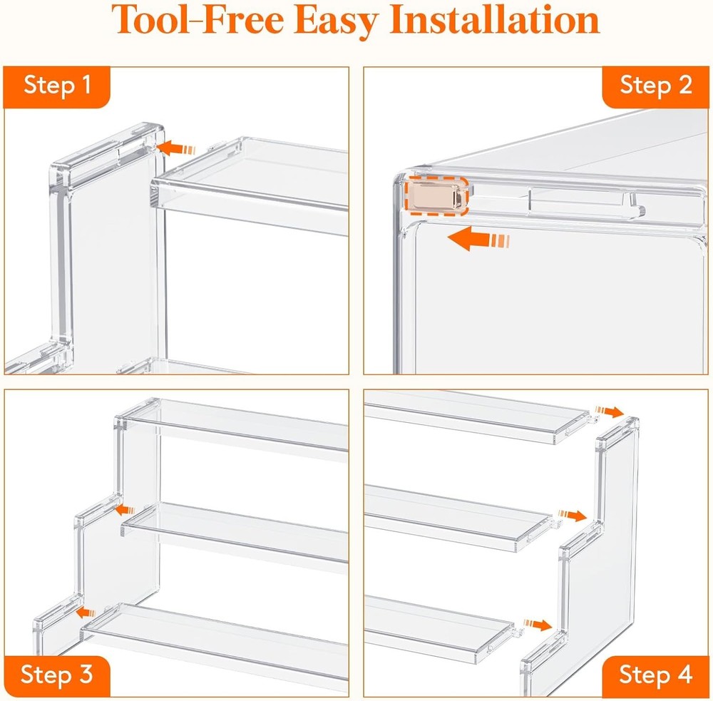 Lifewit 3 Tier Clear Display Riser Stand, Plastic Step Display Shelves, Tool-fre