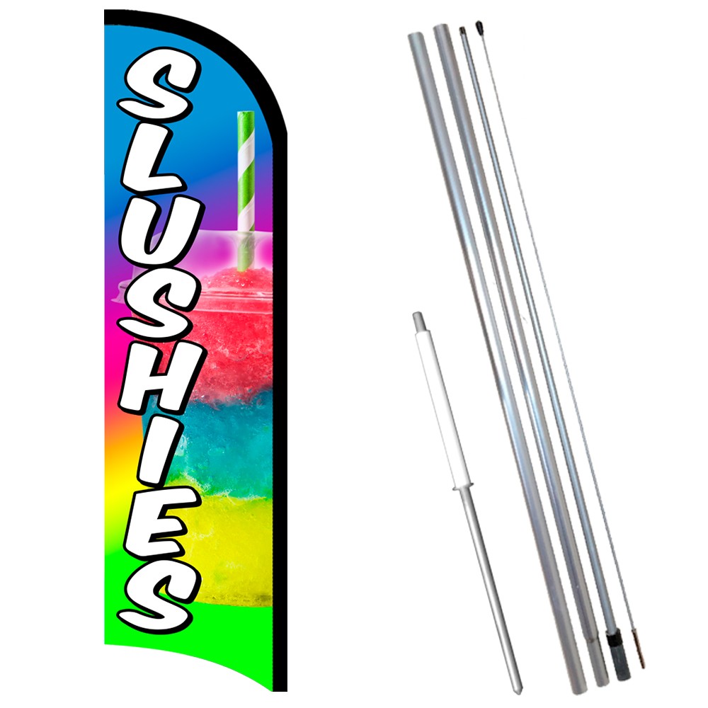 Slushies Premium Windless  Feather Flag Bundle (Complete Kit) OR Optional Replac