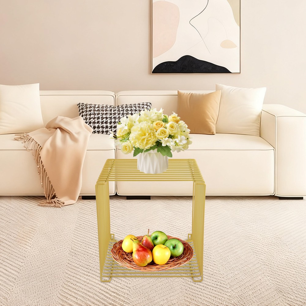 Iron Multi-Purpose Square Side Table Side Table Square Cage End Table