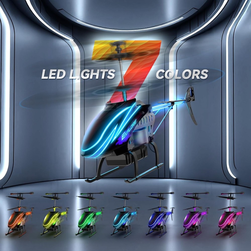 Remote Control Helicopter with 7 LED Light Modes for Indoor Fun and Learning