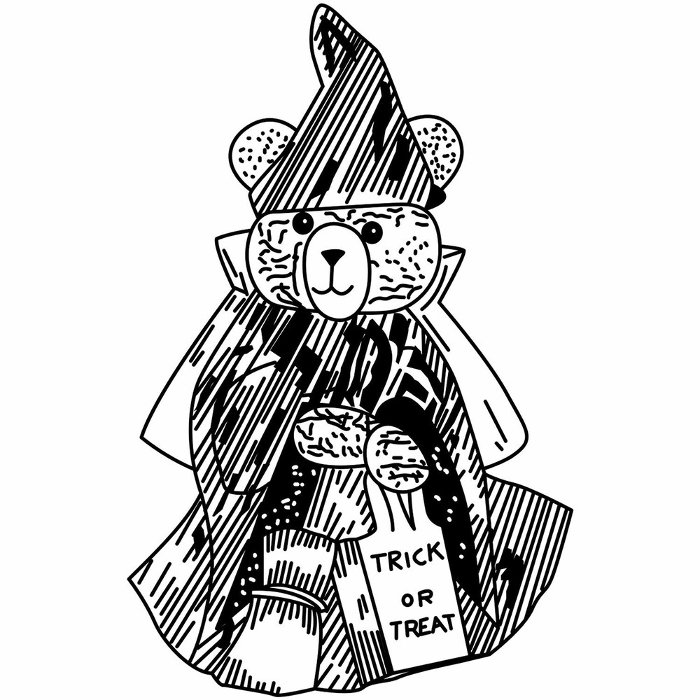 Bear Witch Art Rubber Stamp