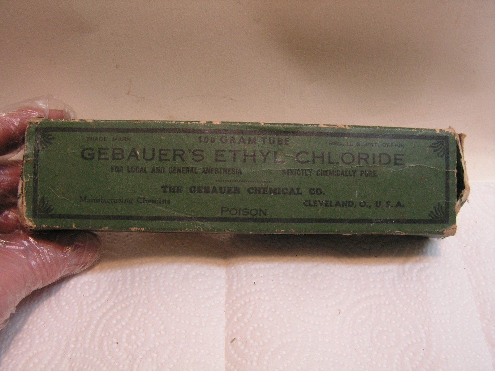 Vintage Gebauer's Ethyl Chloride 100g Tube In Box. TUBE VERY GOOD BOX WORN!