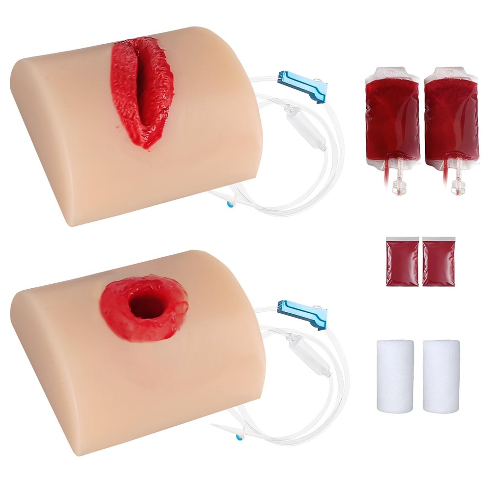 2Pcs Wound Packing Task Trainer,Stop The Bleed Training Kit,Bleeding Red
