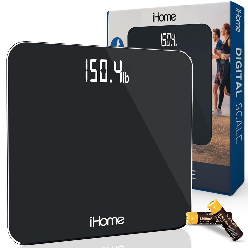 Digital Battery Powered Bathroom Scale 397 lbs, Black