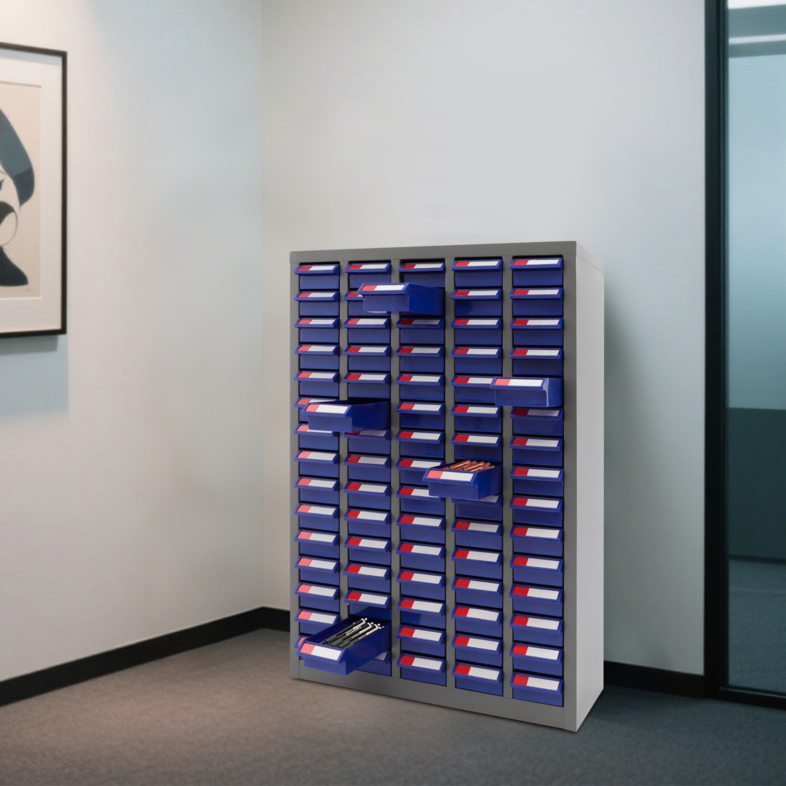 75 Drawers Parts Cabinet Small Steel Nut Tool Storage Cabinet Parts without Door