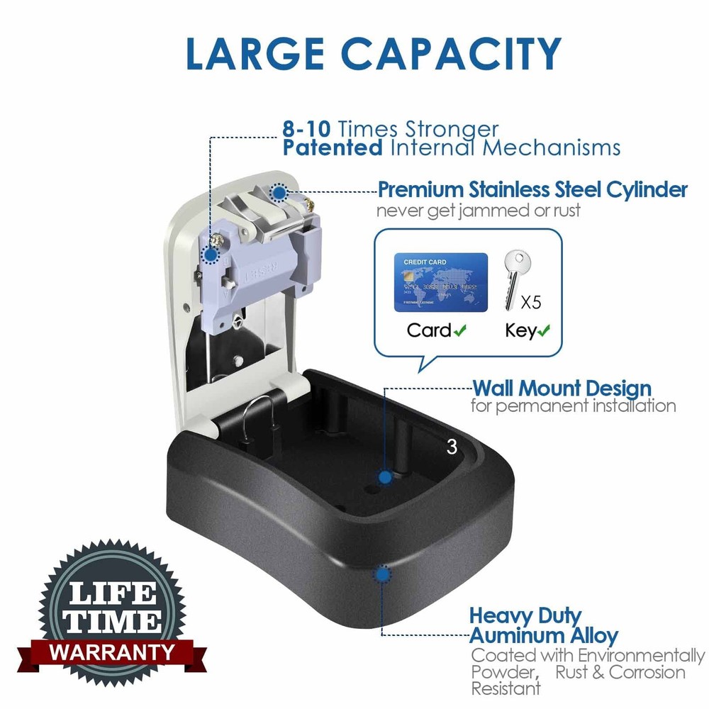 2 PACK Key Lock Box, Wall Mount 4 Digits Combination Lockbox, Waterproof Outd...