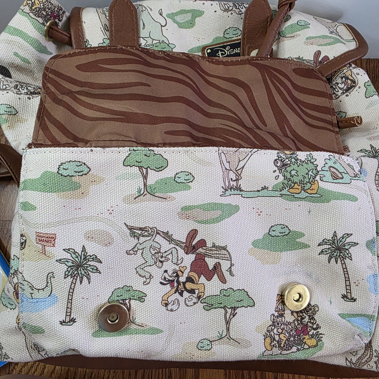 Loungefly Disney Mickey Mouse Minnie Goofy Safari Backpack Rucksack Canvas Bag