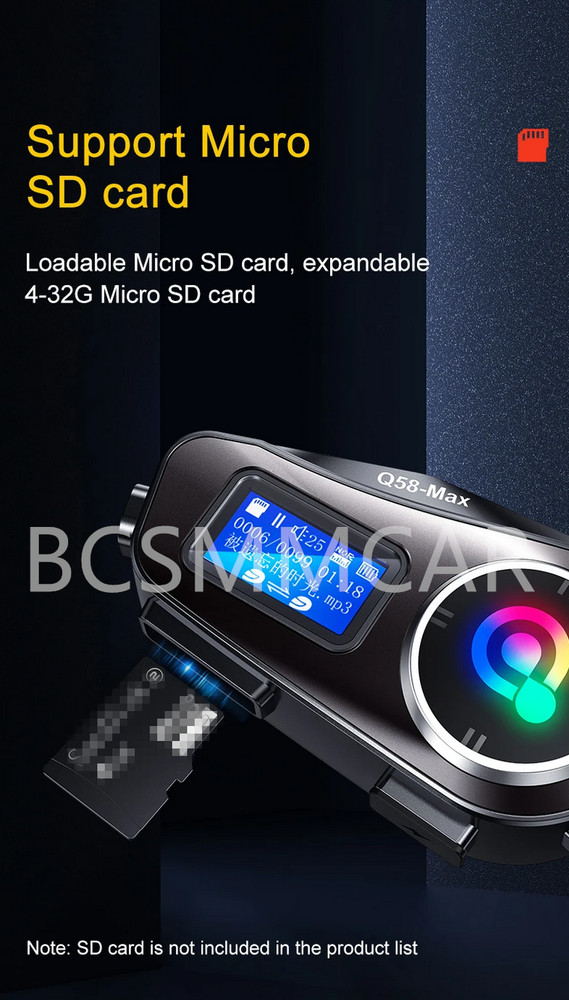 Bluetooth Headset Intercom Motorcycle Helmet Module LCD Display Waterproof