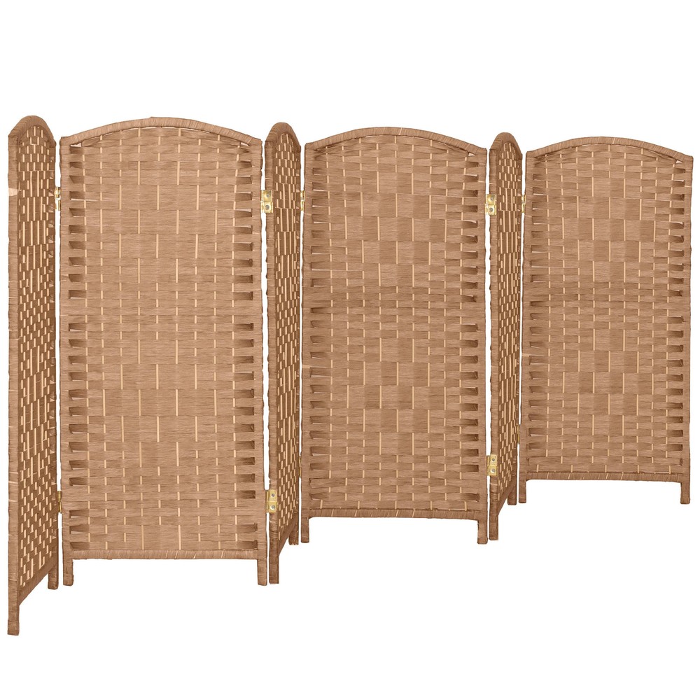 3 ft. Short Diamond Weave Fiber Folding Screen - Natural - 6 Panel