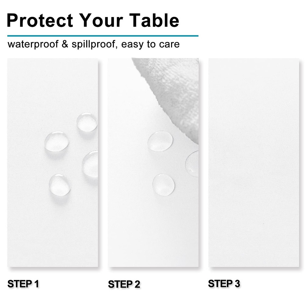 2 Pieces White Square Tablecloth Waterproof Polyester 60x60 Inch Dining Room