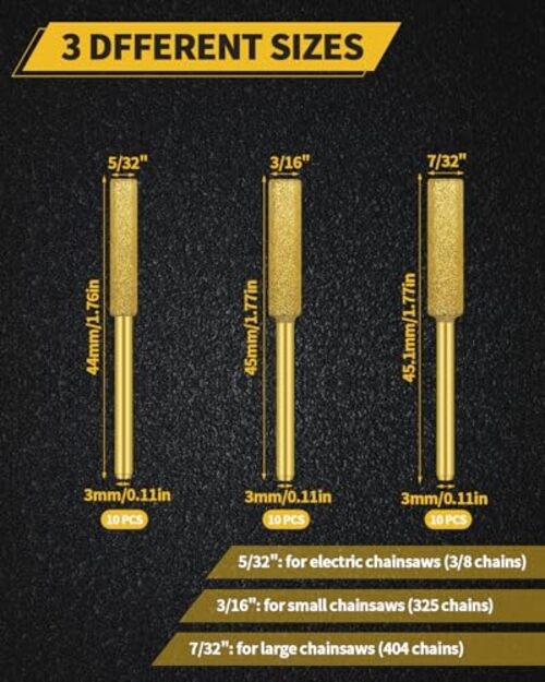 Pcs Diamond Chainsaw Sharpener Bits, High Hardness Titanium Plated 30 Gold