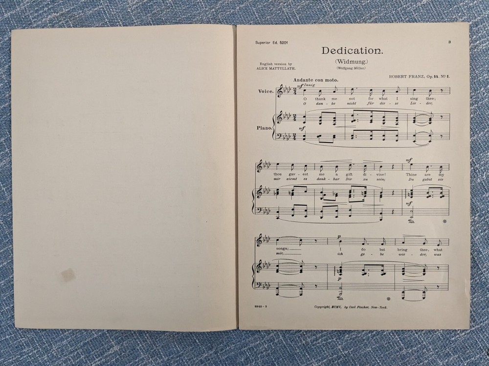 Widmung (Dedication) Medium Ab. Robt Franz