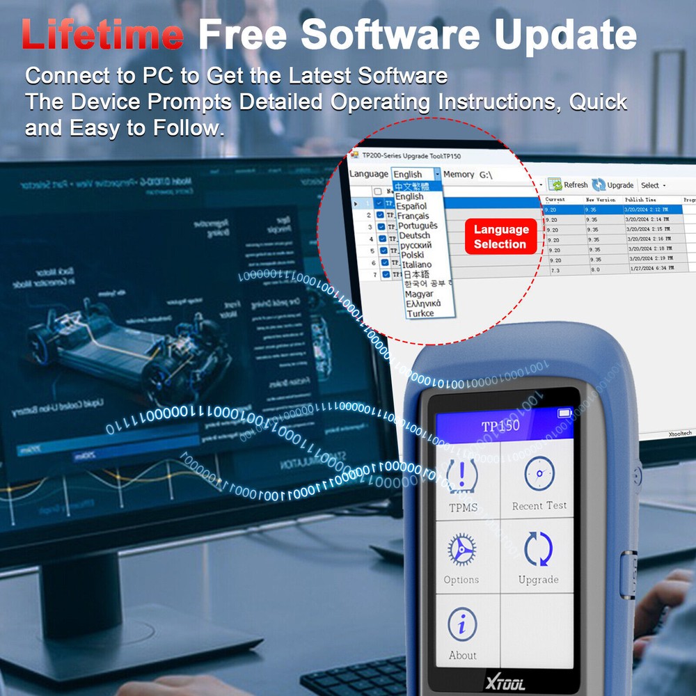 XTOOL TP150 TPMS Programmer Tire Pressure Sensor Relearn Reset Activate Tool