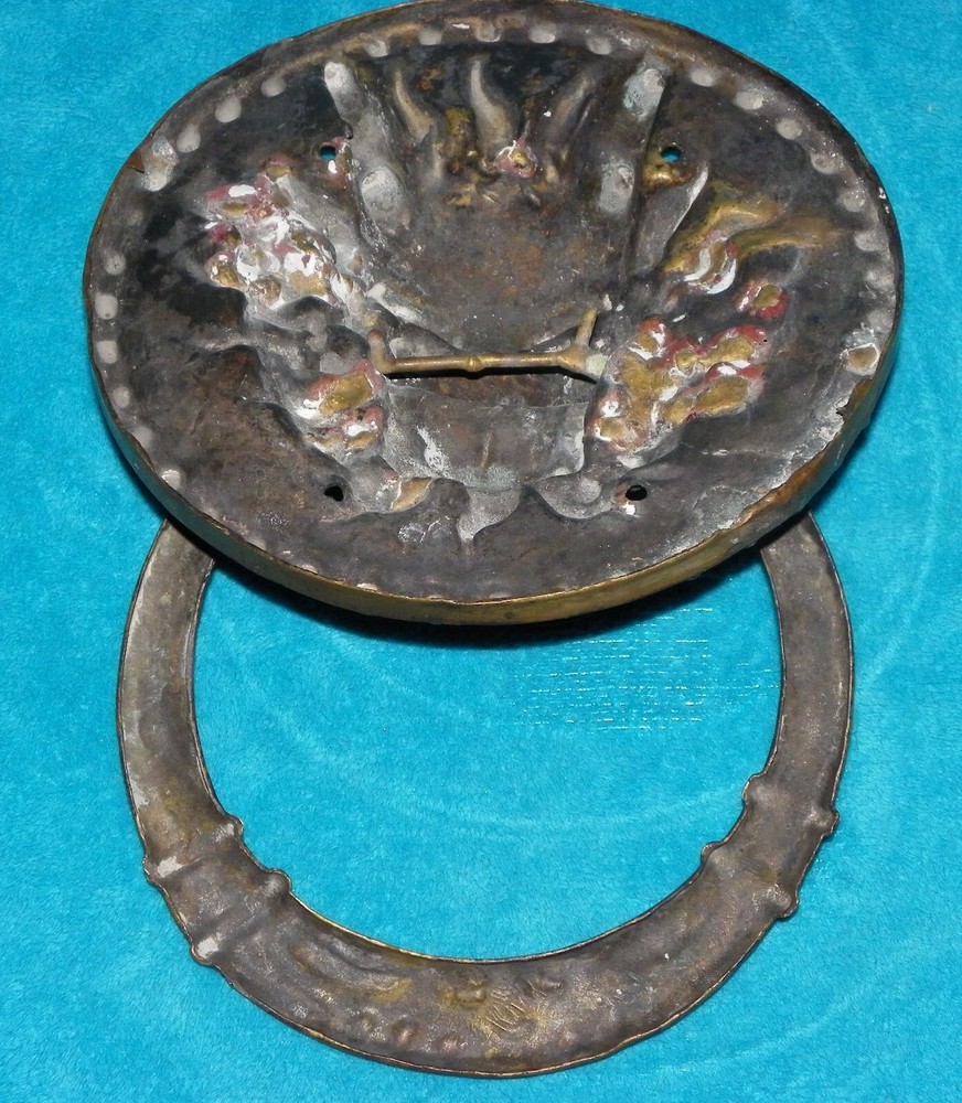 Big! 13" Chinese DRAGON Door Knocker Vintage SOLID BRASS