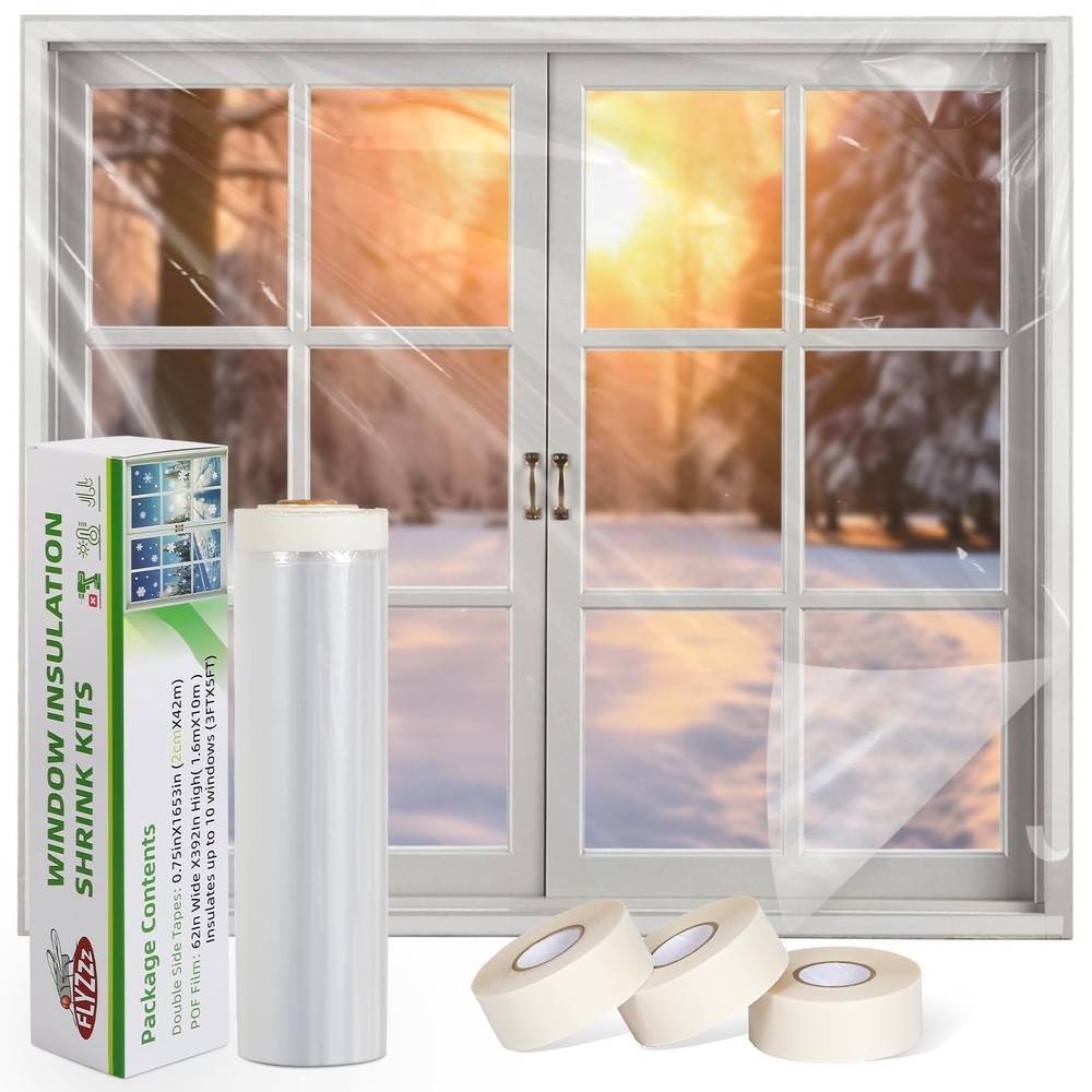 FLYZZZ Window Insulation Kit - 62x393in Window Insulation Kit for Winter with...