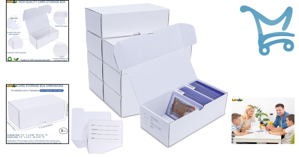 Toploader Storage Box 8-Pack Card Organizer Dustproof Stackable Recycled