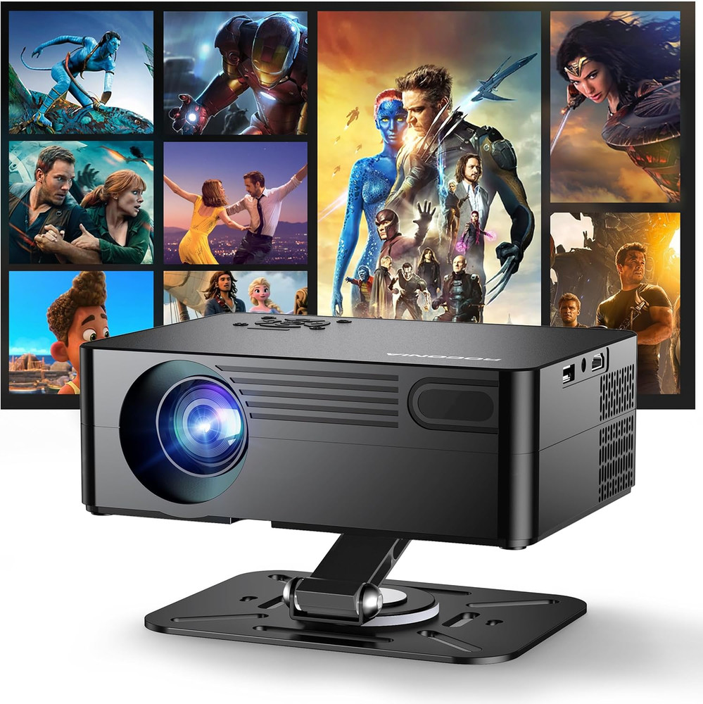 【Compatible with Netflix & 180° Stand】Smart Projector with Wifi and Bluetooth, A