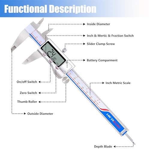 Digital Caliper, Vernier Caliper Measuring Tool with blue Digital Caliper