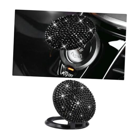 Bling Car Push Start Button Cover, Anti Scratch Ignition Protective Cap, Black