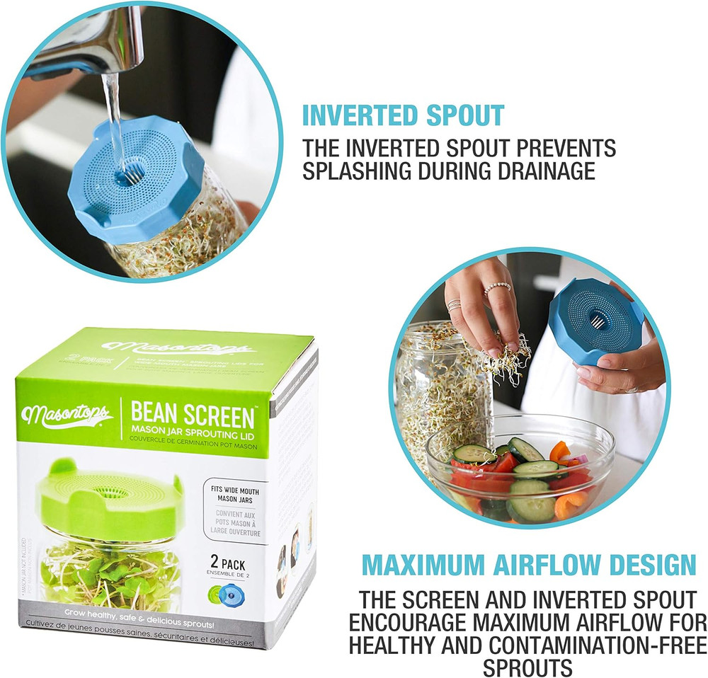 Bean Screen Sprouts Growing Kit - Sprouting Lids & Sprout Mixes Microgreens Grow