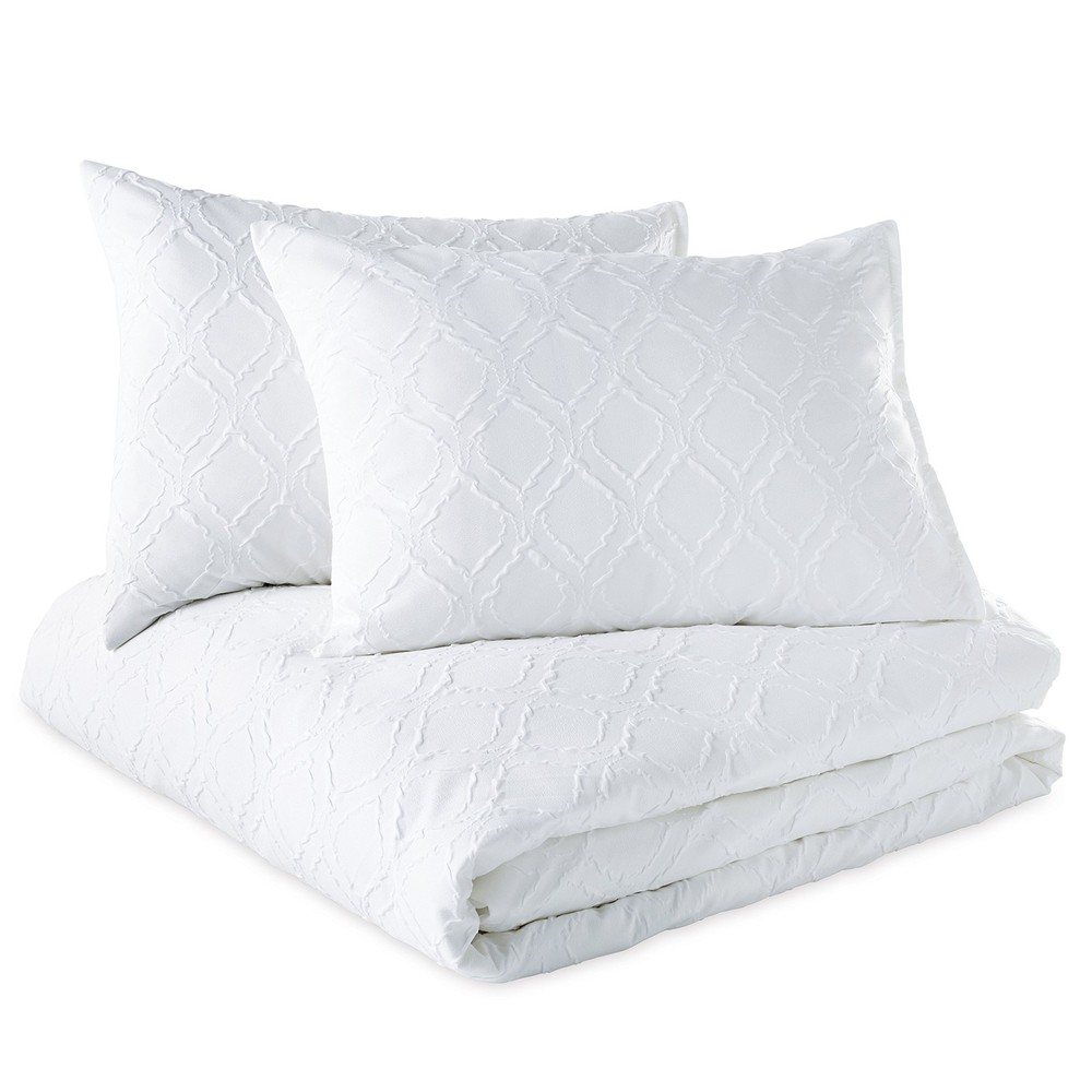 CHF Solid Ogee Microsculpt Comforter Sham Set, King, White