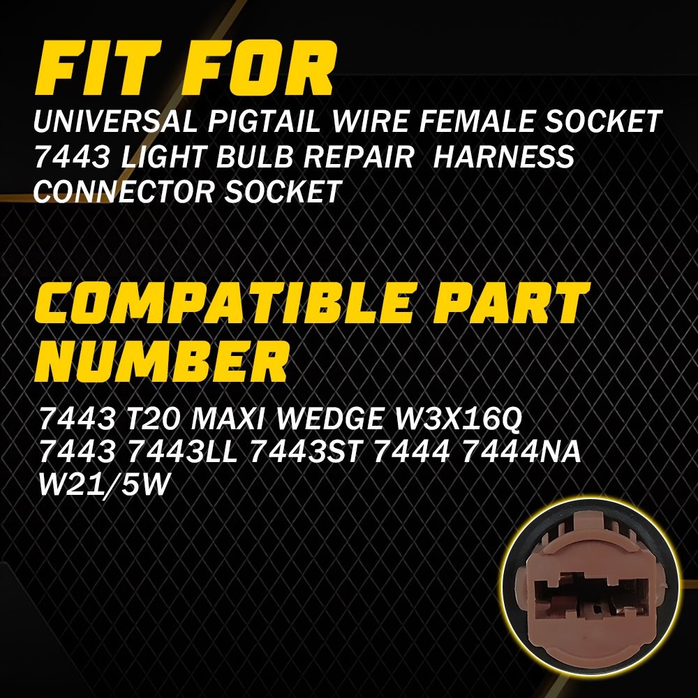 Universal Wire Female Socket Two Pigtail 7443 Harness Brake Stop Replace Tail