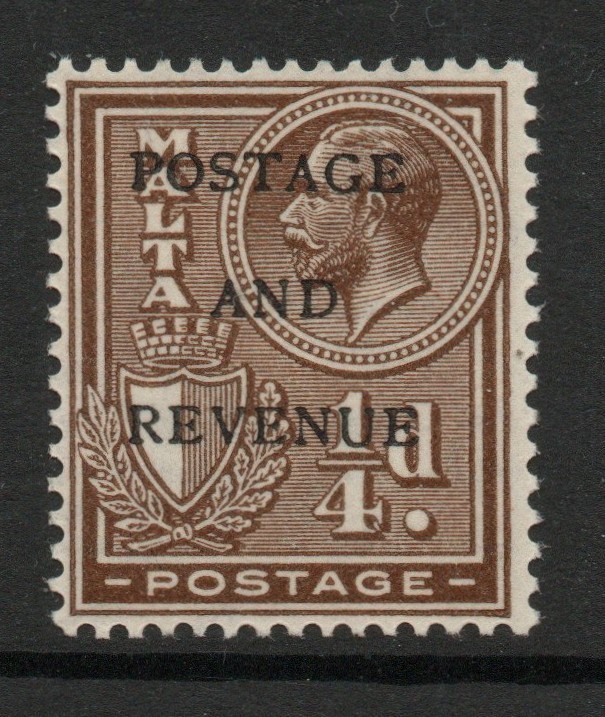 Malta 1928 ¼d Brown SG 174 Mnh.