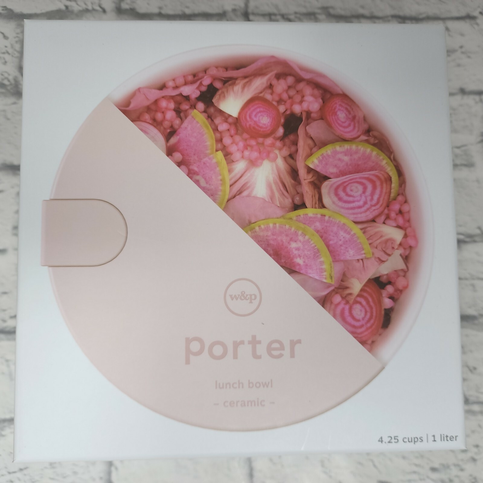 W&P Porter Ceramic Bowl Lunch Container w/ Protective Non-slip Exterior, Blush