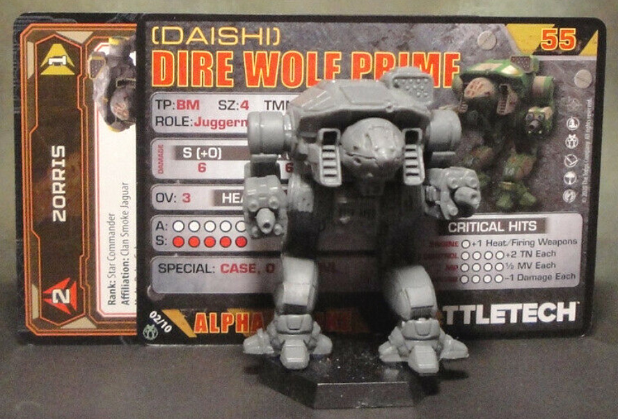 Battletech Dire Wolf Mech + Pilot Cards Alpha Strike Clan Command Star Catalyst