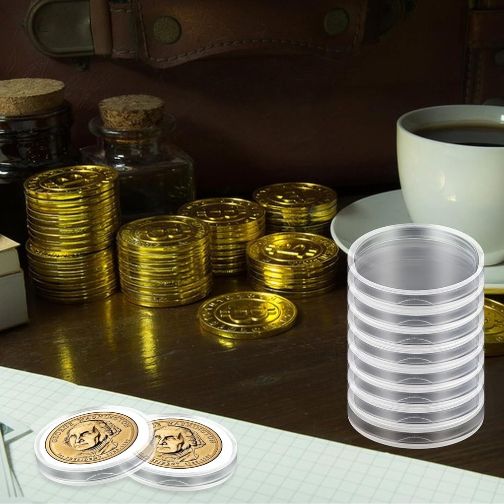 30PCS Plastic Clear Round Coin Capsule Container Storage Box Holder Case 40MM