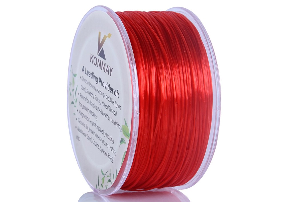 KONMAY 0.8mm Red Spandex Elastic String with Flat 90 Yards,