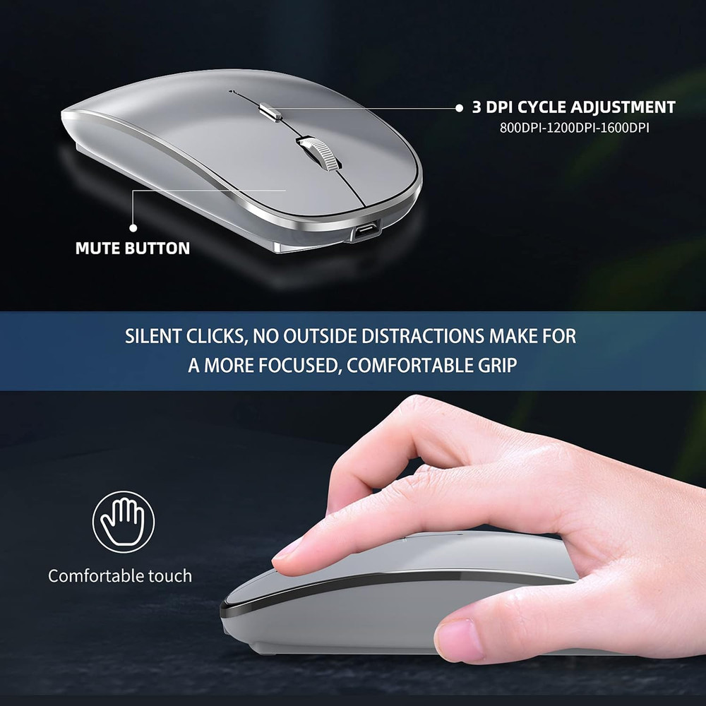 Wireless Mouse Chargeable Portable Silent USB and Type-C Dual Mode Wireless Mous