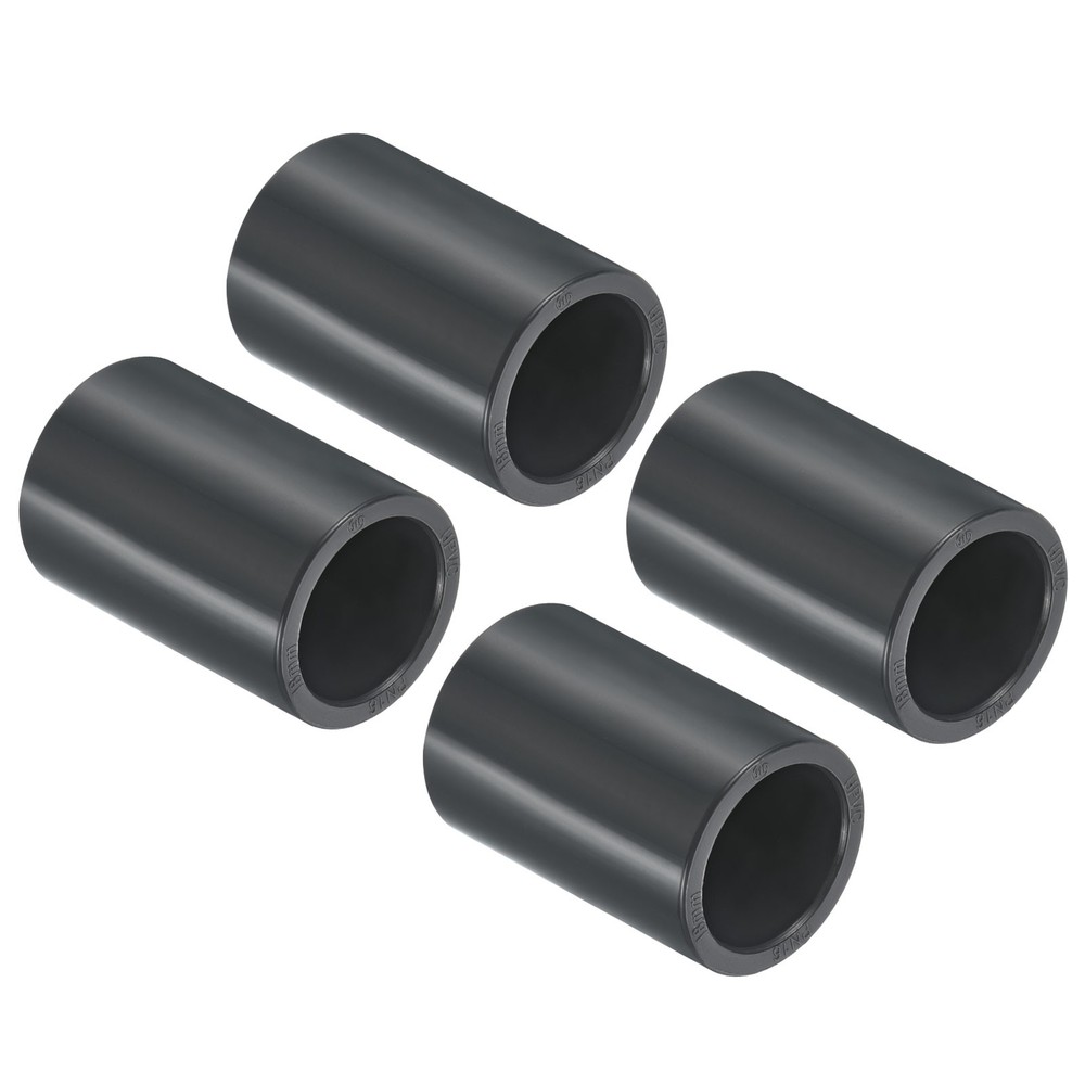 UPVC Pipe Fitting 18mm 0.71" Socket, 4pcs Straight Joints, Dark Grey