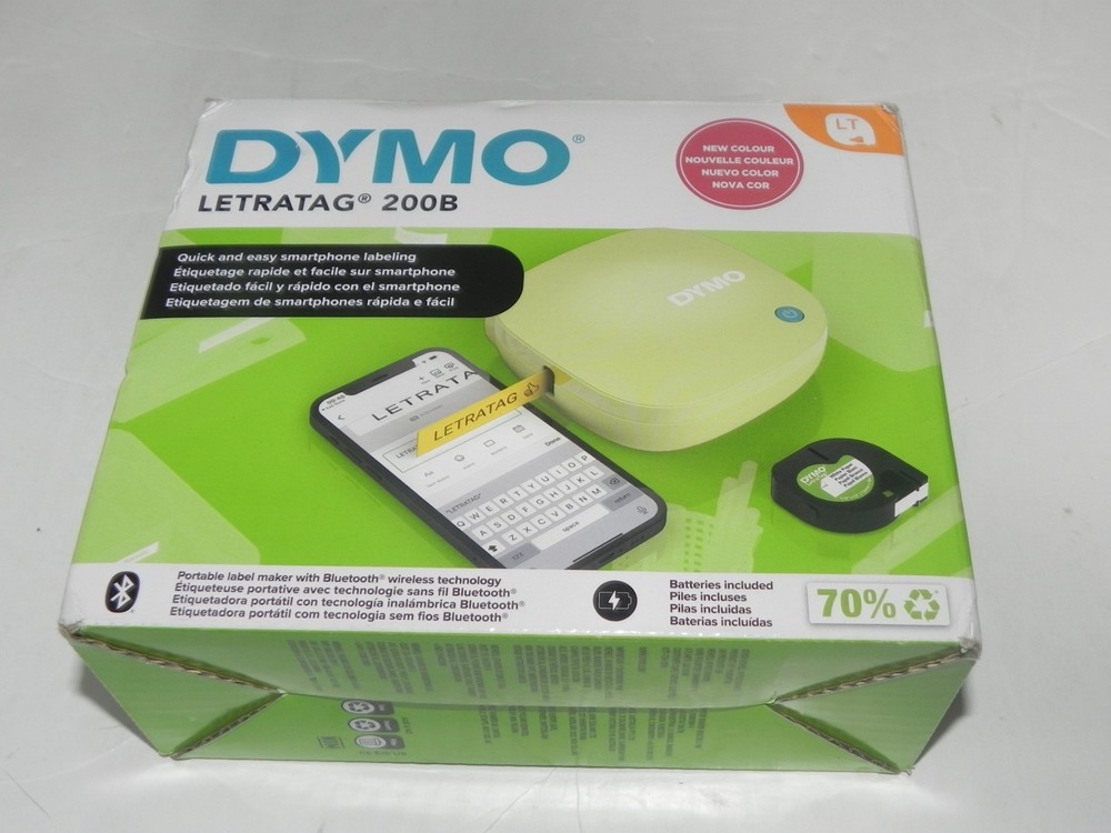 Dymo LetraTag 200B Bluetooth label maker compact printer pistachio yellow