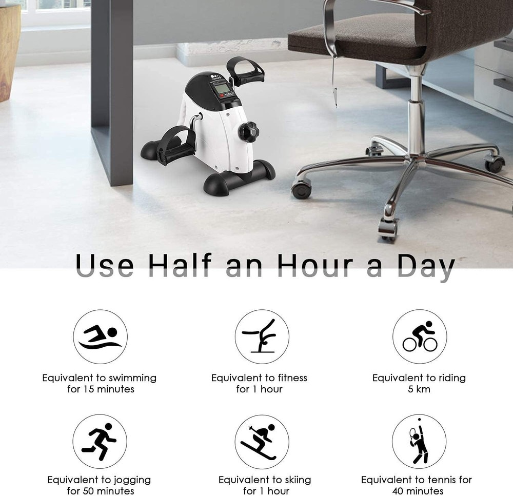 Compact Portable Pedal Exerciser with Digital LCD Display for Arm & Leg Workouts