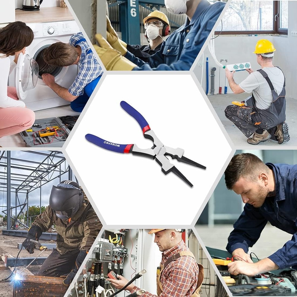WORKPRO 8" Welding Pliers, Multi-Functional CR-V Steel Pliers Blue