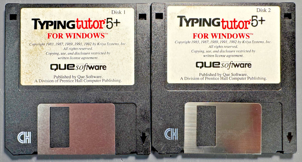 Que Typing Tutor 5+ for Windows 3.5" Floppy Disk Set 1-2 Readable No Manual