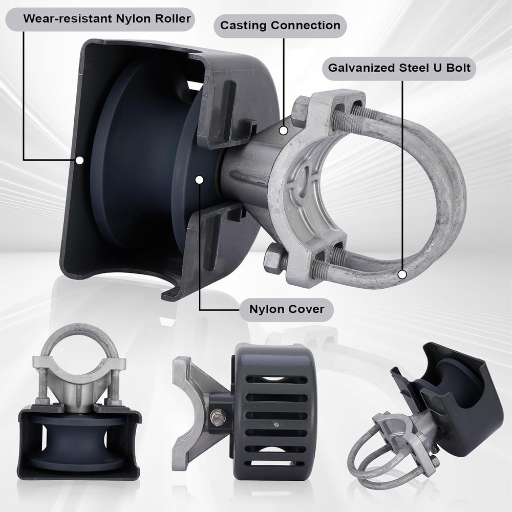 Durable Nylon Sliding Gate Rollers 4" Post 2-3/8" 2-1/2" Frame, 4 Pack